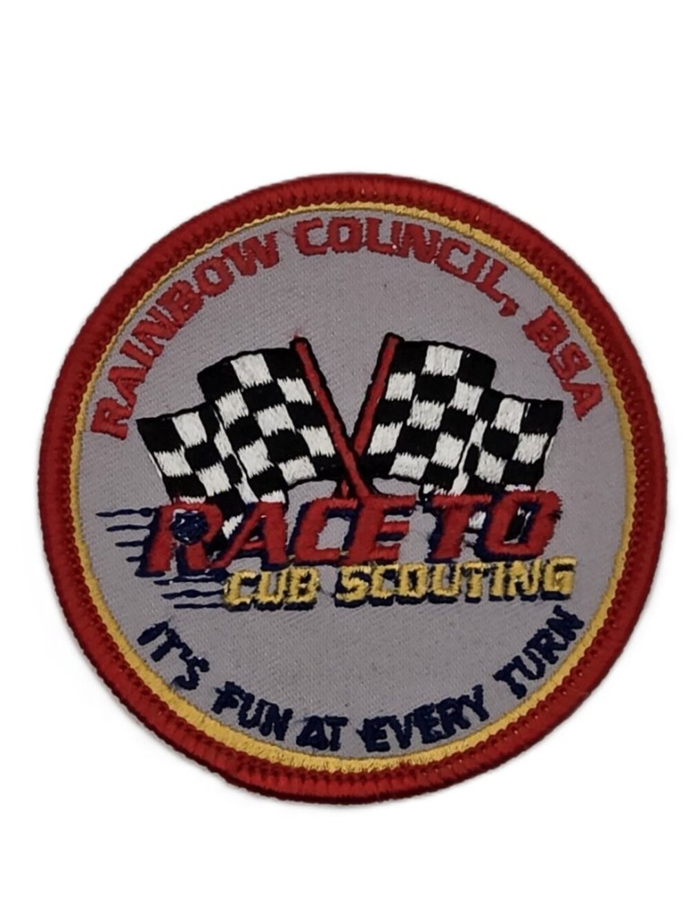 Vintage Rainbow Council BSA Race to Cub Scouting Recruiting Patch NOS